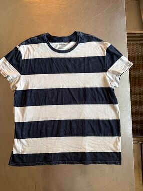 Goodfellow & Co Navy and White Broad Stripe Tee